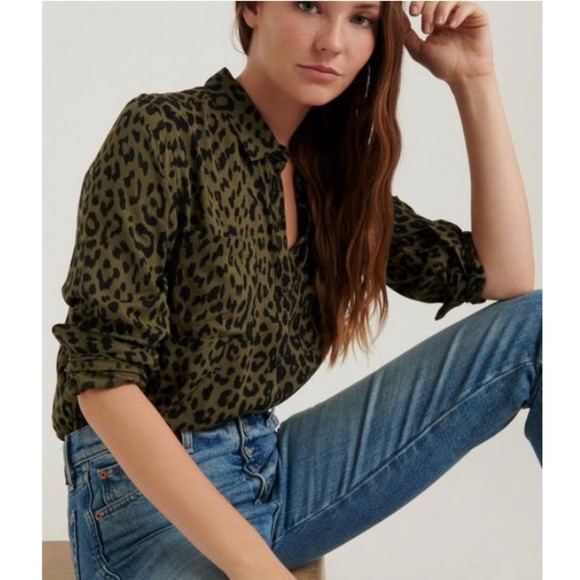 Lucky Brand Tops - Lucky Brand Green Animal Print Button Front Shirt